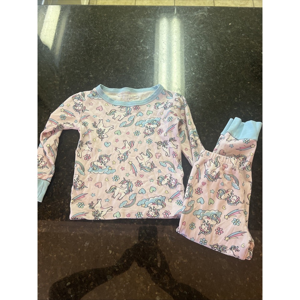 Magnolia Baby Pima Cotton‎ Pajamas Girls Long Pants Unicorn Soft Sz 6 Tight Fit